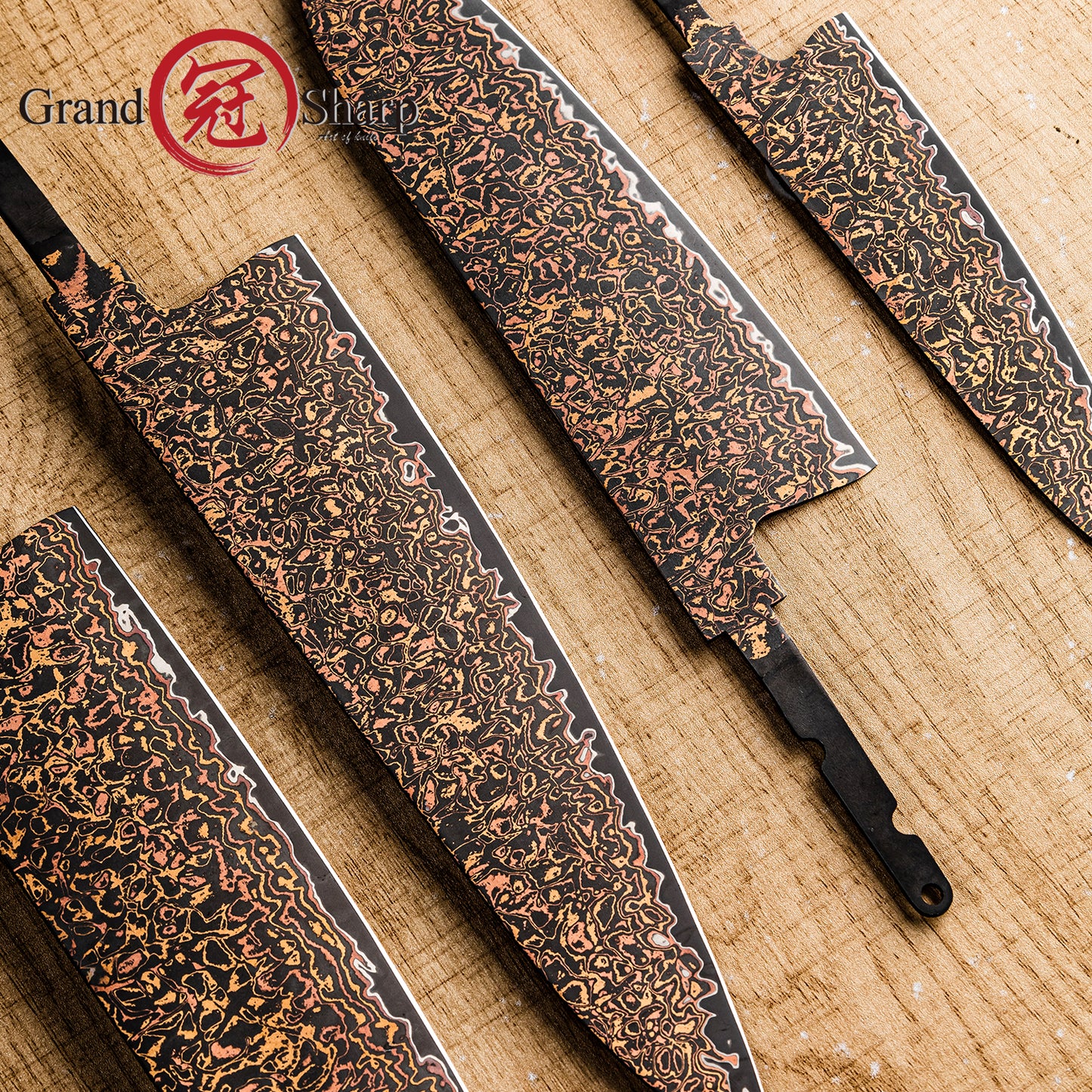 Grandsharp 33 Layers Copper Damascus DIY Blade black finish