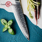 Grandsharp 129 Layers Damascus Steel Kitchen 8 Inch Chef Knife Luxury Chef Damascus Knives Cooking with Blue Resin Handle