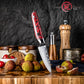 Grandsharp 3.7"Damascus AUS-10 Core Utility Fruit Paring Knife Red Resin and Carbon Fiber Handle