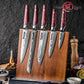 Grandsharp Damascus Steel Chef Kitchen Knife Set Santoku Bread Utility Paring Knife Red Resin Carbon Fiber Handle