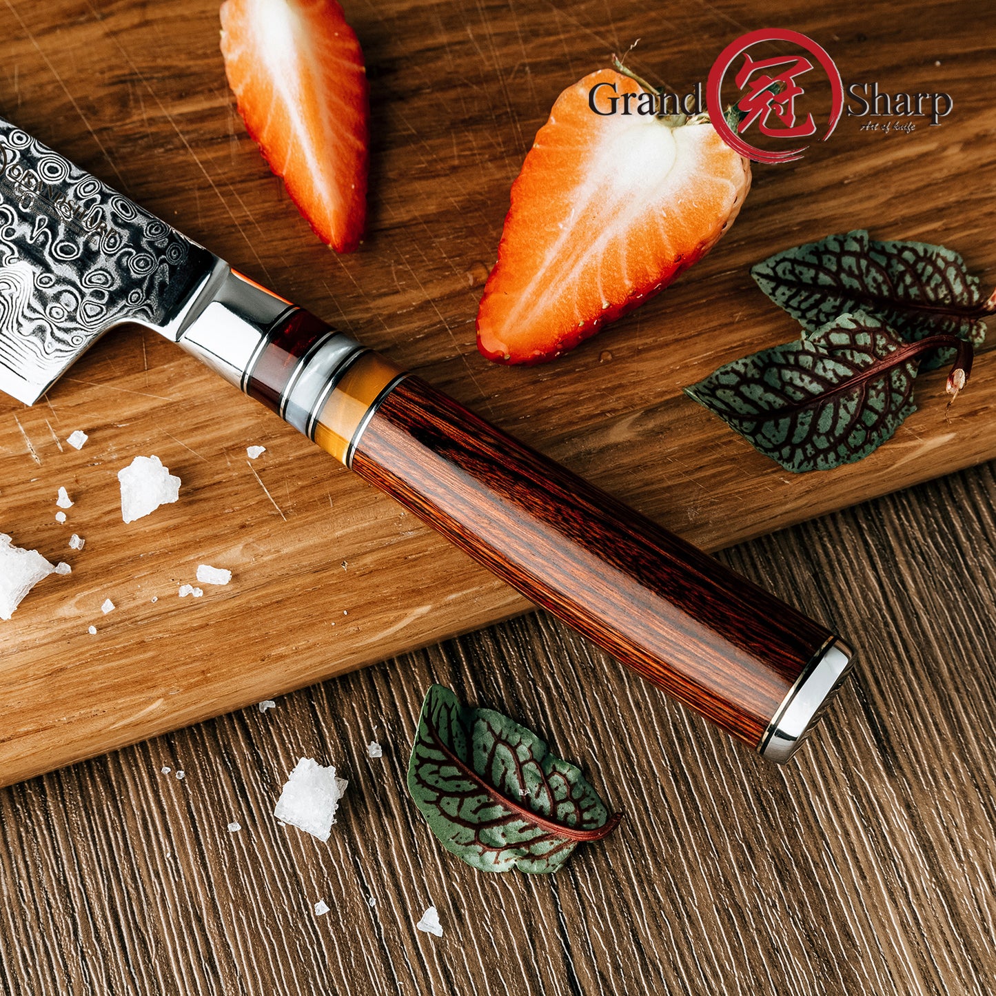 Grandsharp 5'' Santoku Knife 67 Layers AUS10 Damascus Steel Kitchen Chef Santoku Knives with Pakkawood Handle