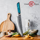 Grandsharp 129 Layers Damascus Steel Kitchen 8 Inch Chef Knife Luxury Chef Damascus Knives Cooking with Blue Resin Handle