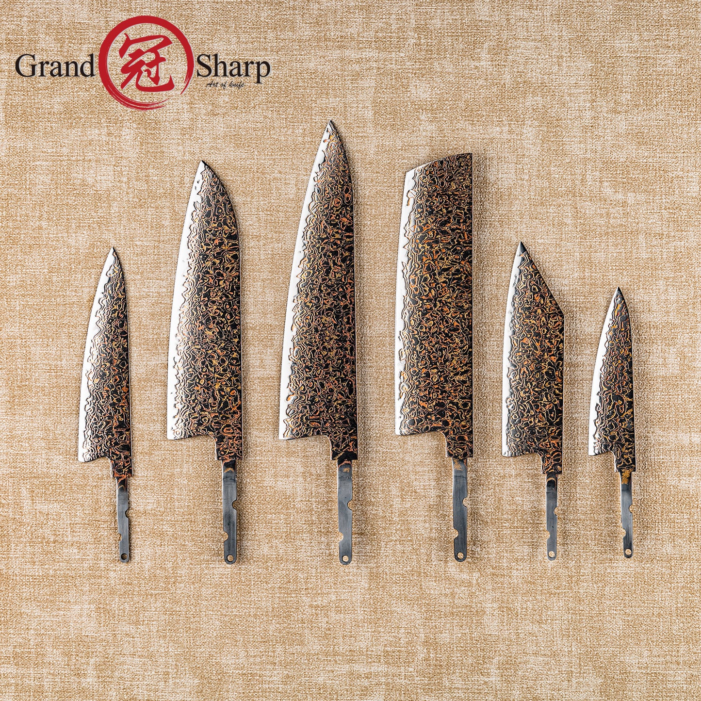 Grandsharp 33 Layers Copper Damascus DIY Blade Mirror-Polished finish