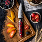 Grandsharp 3.7"Damascus AUS-10 Core Utility Fruit Paring Knife Red Resin and Carbon Fiber Handle