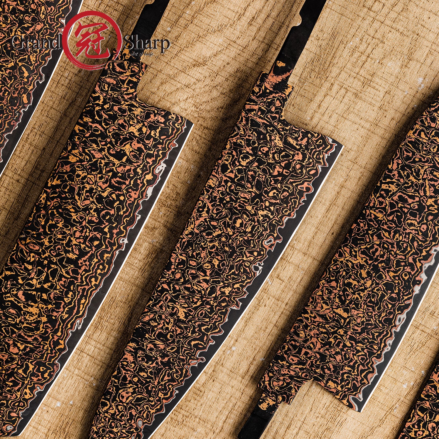 Grandsharp 33 Layers Copper Damascus DIY Blade black finish