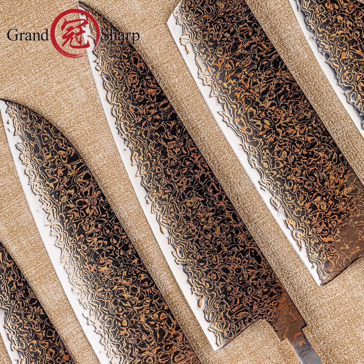 Grandsharp 33 Layers Copper Damascus DIY Blade Mirror-Polished finish