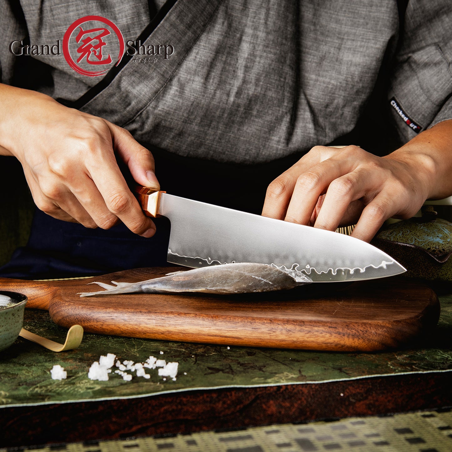 Grandsharp 8 Inch Japan ZDP189 Powder Steel Chef Gyuto Knives with Mkuruti Wood Handle