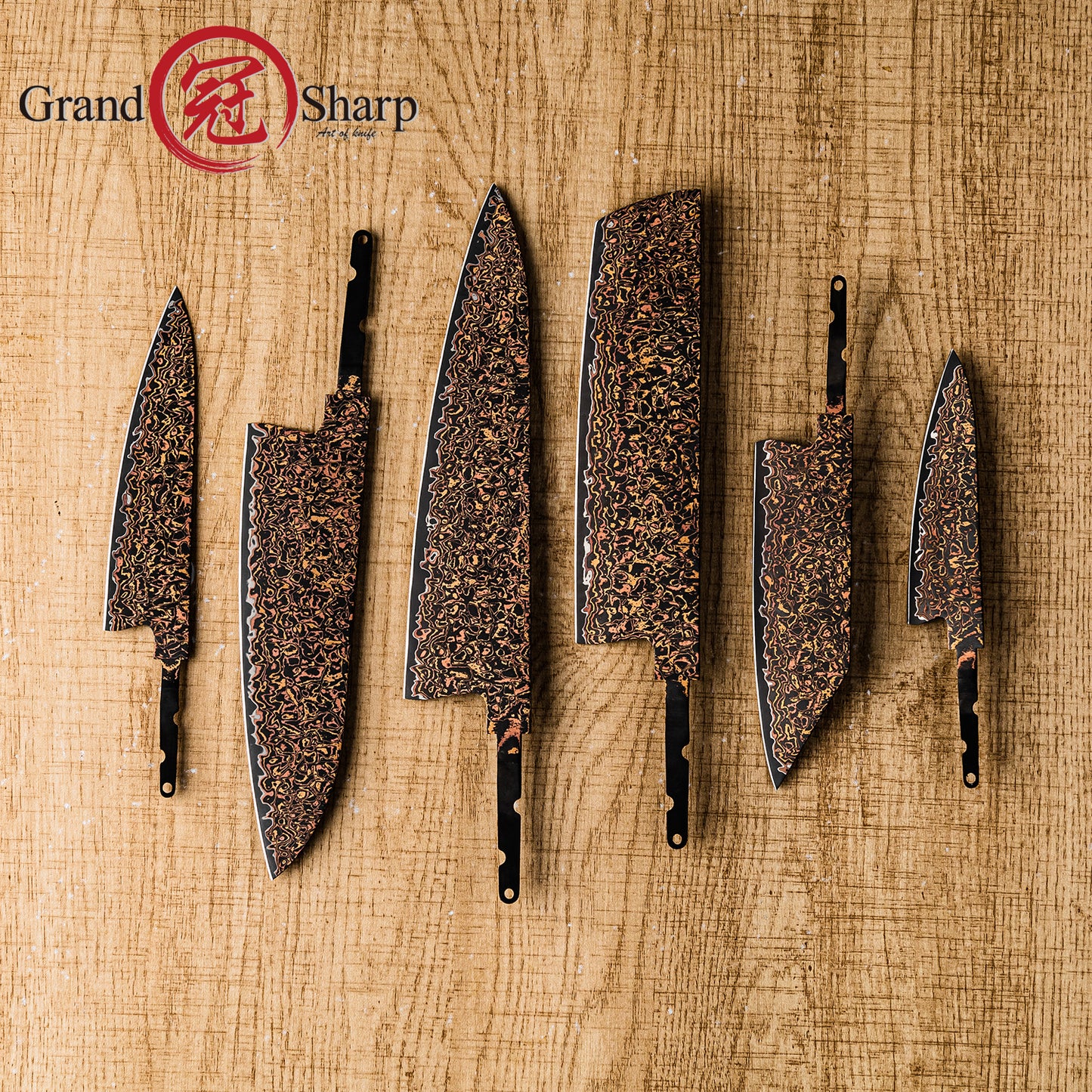 Grandsharp 33 Layers Copper Damascus DIY Blade black finish
