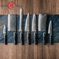 Grandsharp Luxury 67 Layers Damascus AUS10 Steel Kitchen Knives Sets 7 Pcs Chef Kitchen Knife Set with Black Carbon Fiber Handle