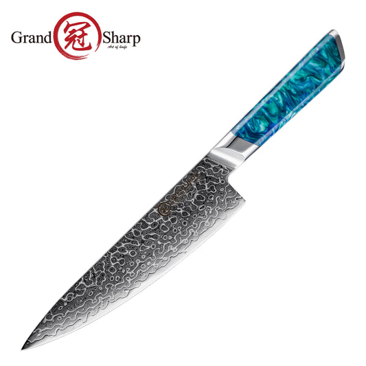 Grandsharp New 129 Layers 10Cr15CoMoV Damascus Chef Knife
