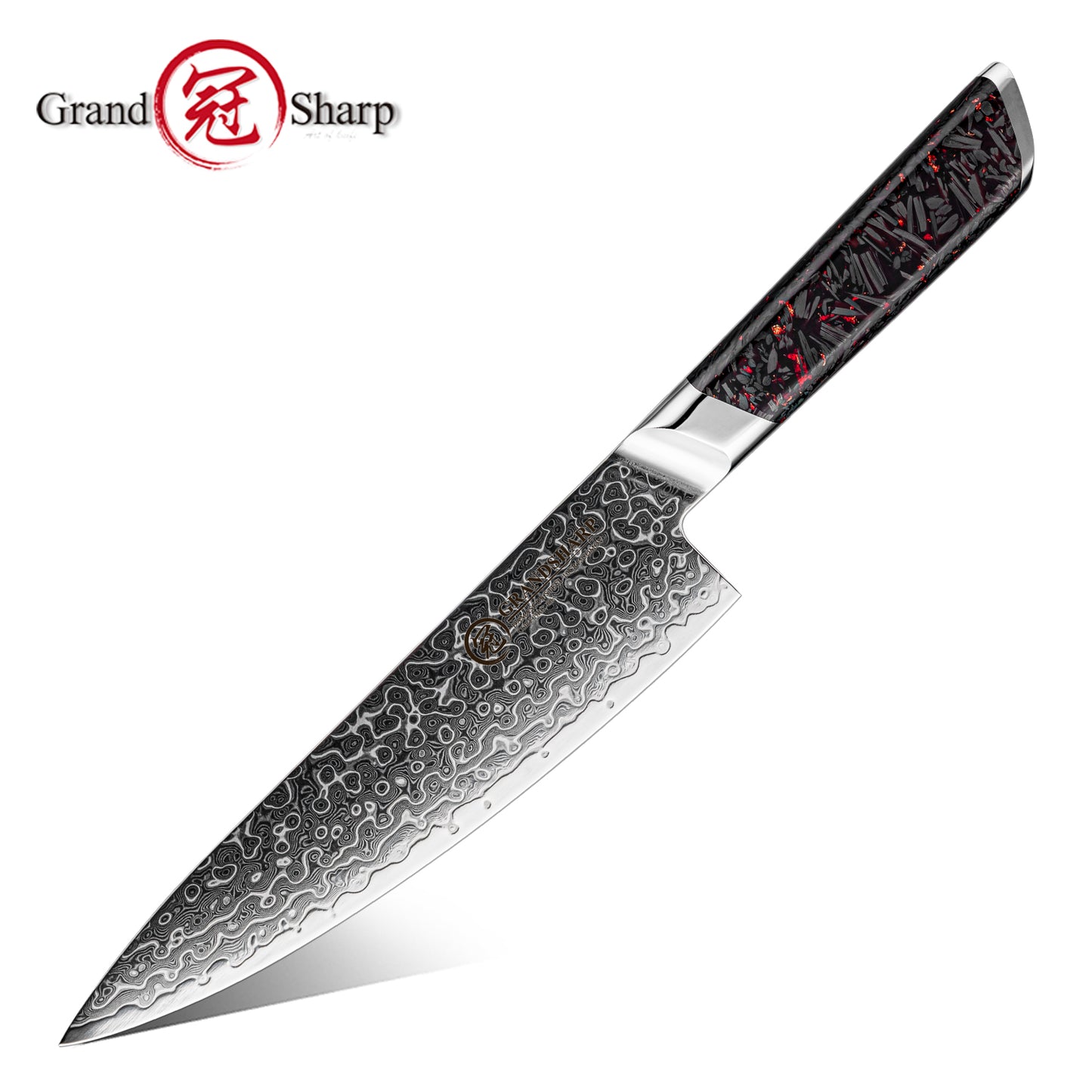 Grandsharp 1-5pcs Kitchen Knife Set 129 Layers 10Cr15MoV Core Damascus Steel Carbon Fiber&Resin Handle For Cutting Fruits Meat