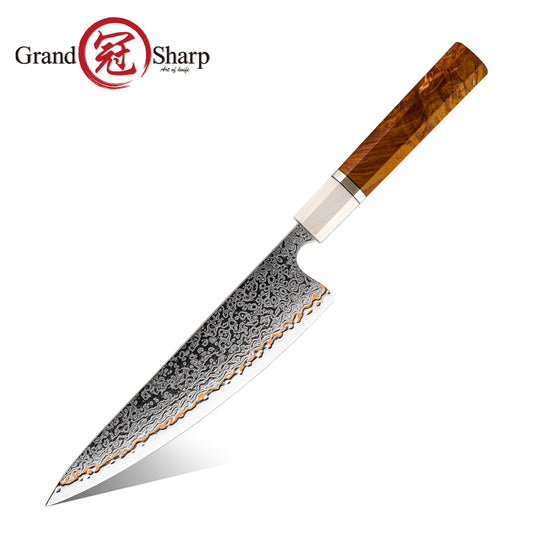 Grandsharp 55 Layers Copper Damascus Gyuto Knife New Handle
