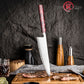 Grandsharp Handmade 8-Inch High Carbon 5 Layers Clad Steel Kitchen Chef Knife with Red Resin Handle