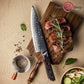 Grandsharp 10Cr15Mov Cutting Core Chef Kitchen Knife 129 Layers Damascus Steel Chef Knives with Black Carbon Fiber+Resin Handle