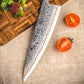 Grandsharp Custom 55 Layers Damascus Steel 8 Inch Chef Knife with Solidified Wood Handle