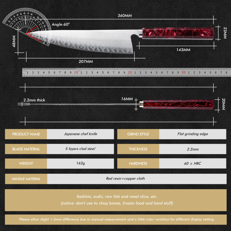 Grandsharp 5 Layers Steel Handcraft Chef Gyuto Knife