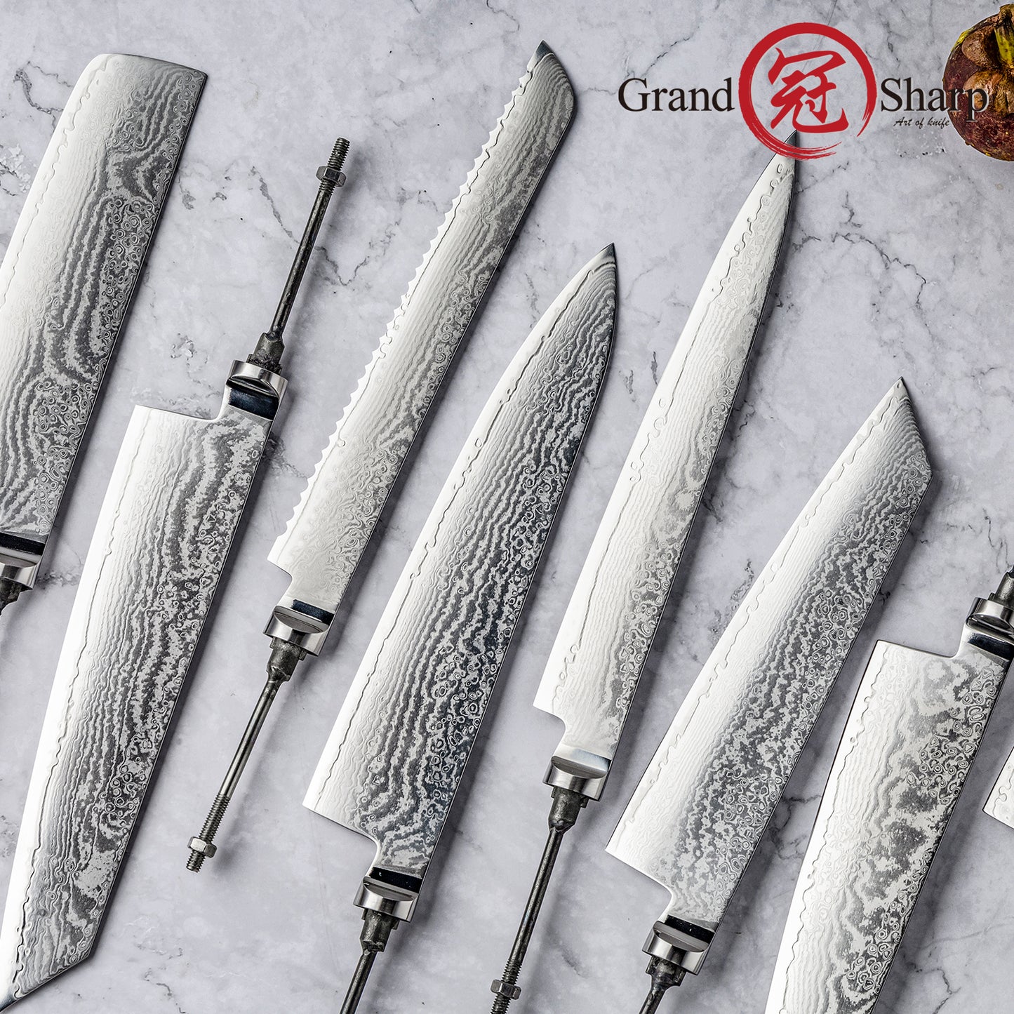 Premium DIY 67 Layers Damascus Steel Half Tang Blank Blade S35VN Powder Steel Core