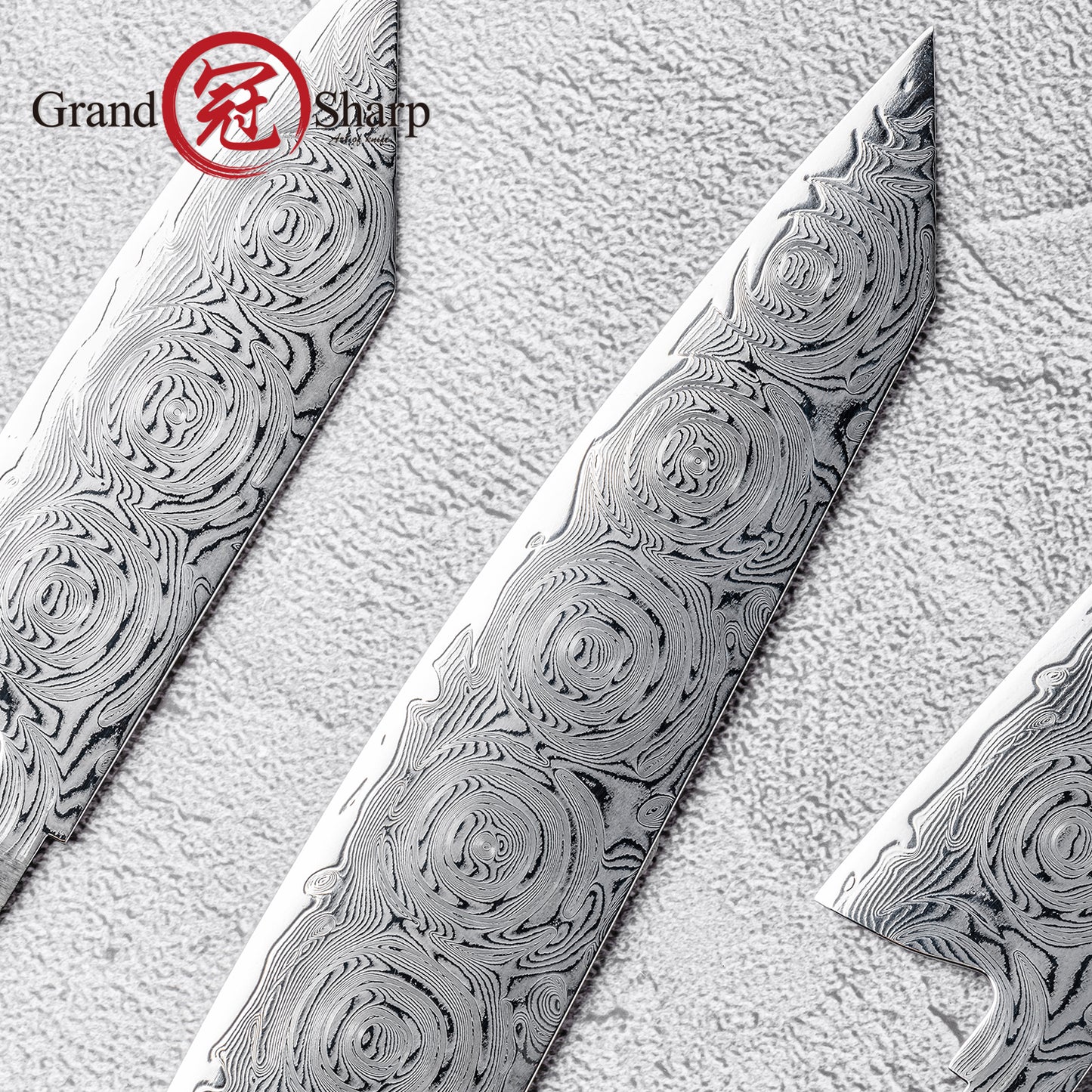 Grandsharp 67 Layers Damascus Steel DIY Hidden Tang Blade with Rose Pattern