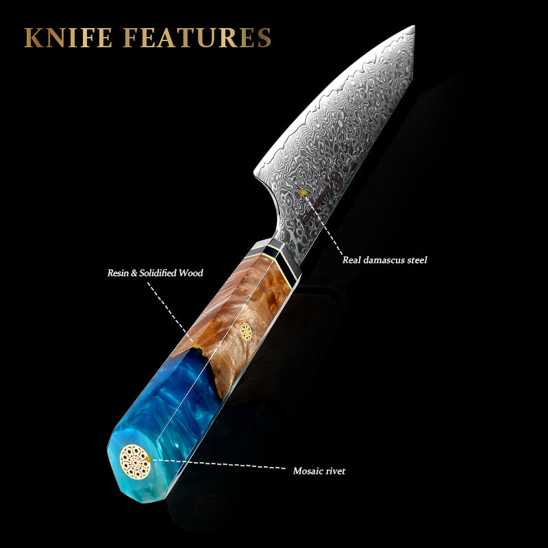 6.5 Inch Utility Knife AUS-10 Japanese Damascus Kitchen Chef Knives Meat Slicing Fruit Vegetables Chopping Knife Grandsharp