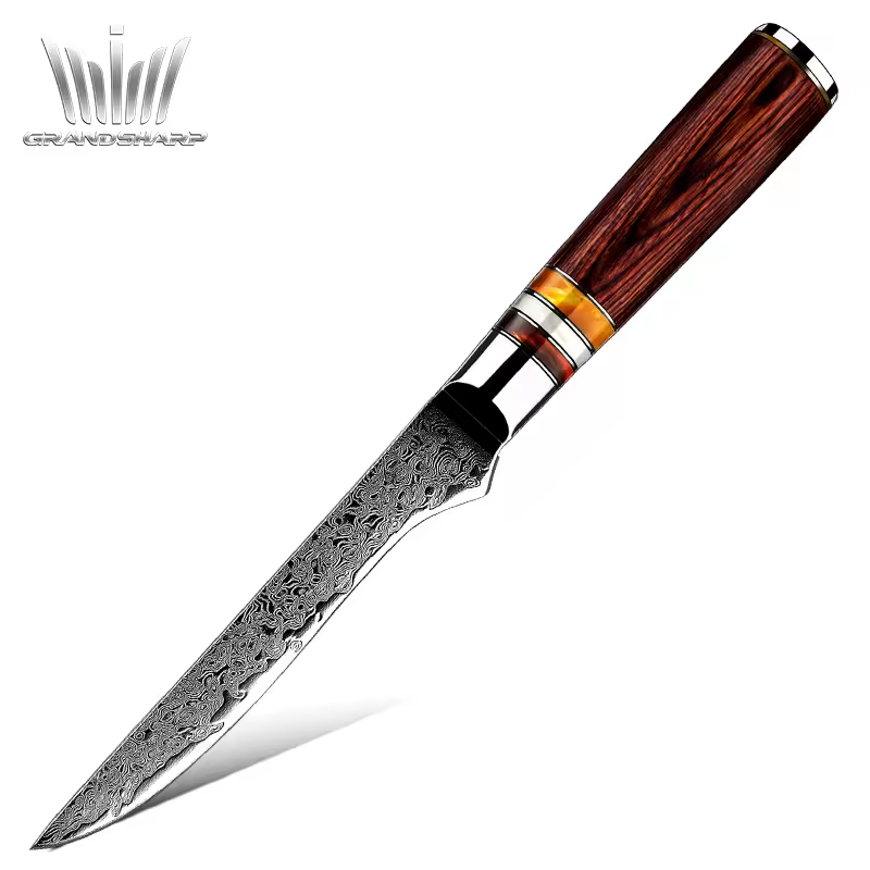Grandsharp Professional 5.5'' Boning Knife 67 Layers High Carbon Damascus Steel Kitchen Boning Knife Pakkawood Handle