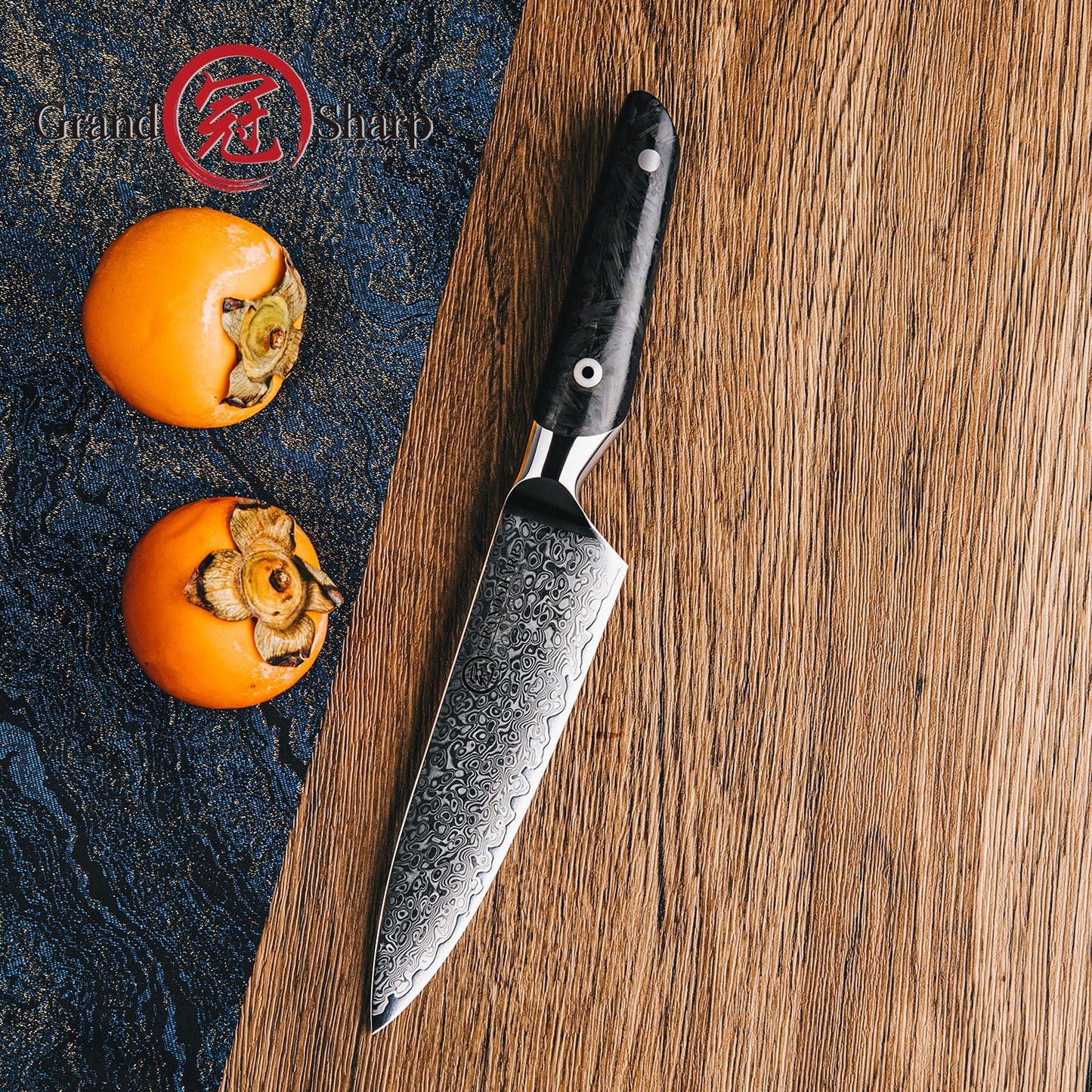 Grandsharp 5.5 Inch Utility Knife 67 Layers AUS10 Damascus Steel Utility Kitchen Knives with Black Handle