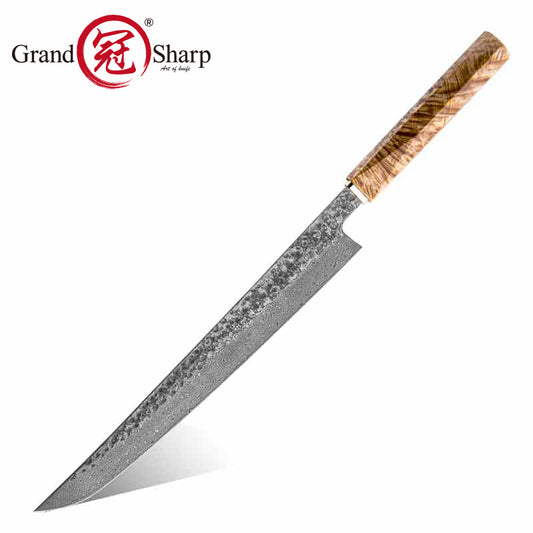 Grandsharp Coreless Damascus Sashimi Sakimaru Knife 270mm