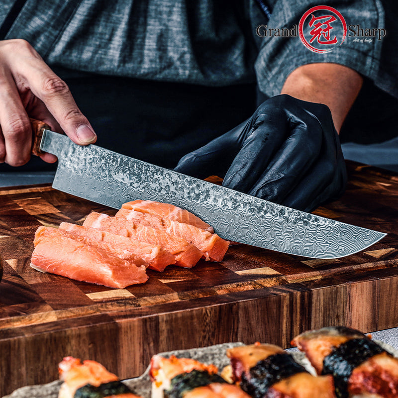 Grandsharp Coreless Damascus Sashimi Sakimaru Knife 270mm