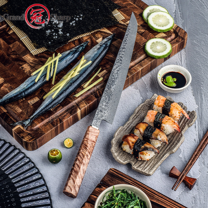 Grandsharp Coreless Damascus Sashimi Sakimaru Knife 270mm