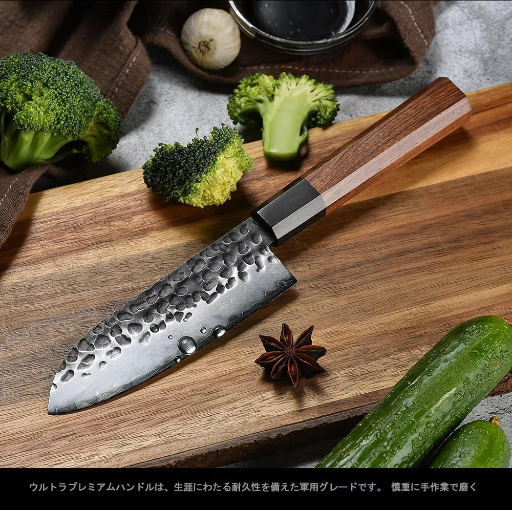 Hot Selling Natural African Mkuruti Wood Handle Forged AUS10 Stainless Steel Petty Santoku Knife