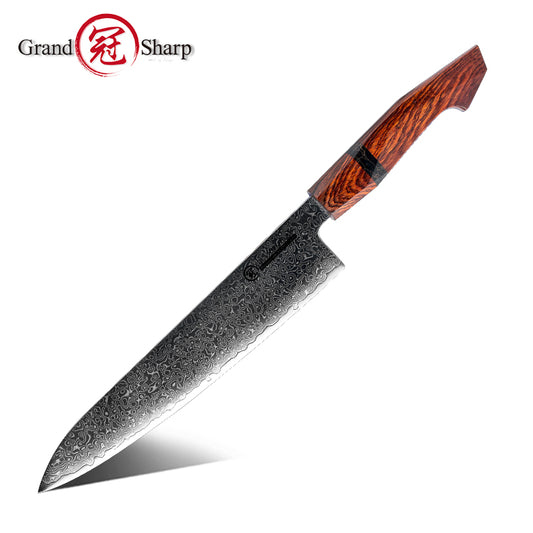 Grandsharp Handmade Damascus Gyuto Chef Knife with Sandal Wood Handle