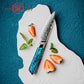 Grandsharp Premium Paring Knife 4'' 129 Layers Japanese Damascus Steel Paring Small Fruit Damascus Knives with Blue Resin Handle