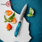 Grandsharp Premium Paring Knife 4'' 129 Layers Japanese Damascus Steel Paring Small Fruit Damascus Knives with Blue Resin Handle