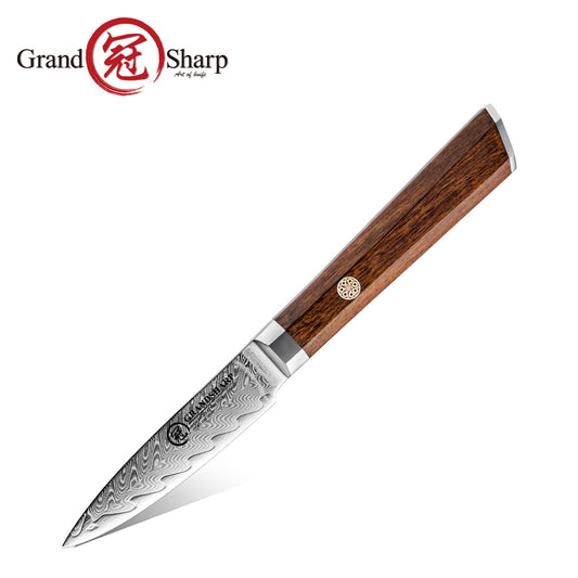 Grandsharp Rose Wood Handle Damascus Paring Knife