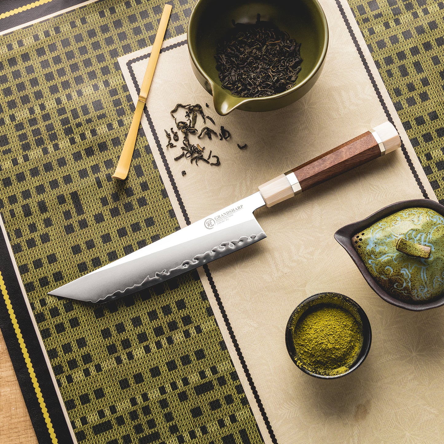 Grandsharp Kitchen Sakimaru 8 Inch Knife 3 Layers PM204/Chinese Version of M390 Steel Knives Mkuruti Wood&Imitation Ivory Handle