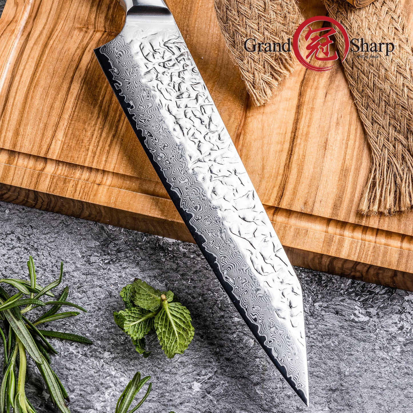Grandsharp Damascus Steel Kiritsuke Knife Japanese AUS10 Carbon Steel 67 Layers Kiritsuke Knife with Africa Wood Handle