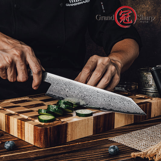 Grandsharp Metal Kiritsuke Knife Japanese 67 Layers Damascus Steel Kitchen Chef Kiritsuke Knives with Black Carbon Fiber Handle
