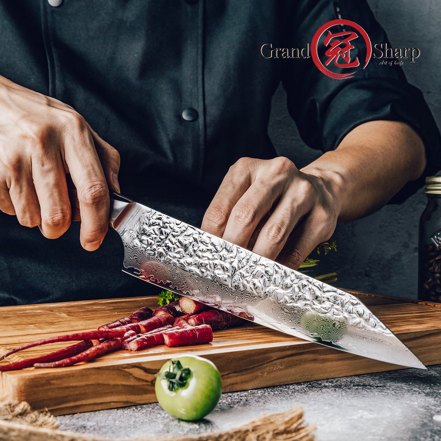 Grandsharp Damascus Steel Kiritsuke Knife Japanese AUS10 Carbon Steel 67 Layers Kiritsuke Knife with Africa Wood Handle