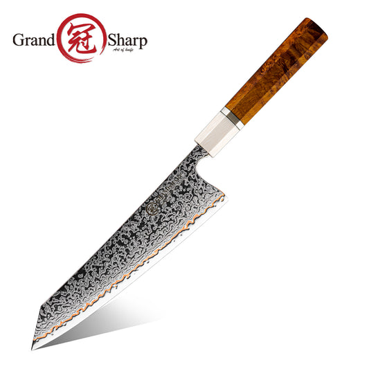 Grandsharp 55 Layers Copper Damascus Kriritsuke Chef Knife New Handle