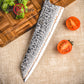 Grandsharp 55 Layers Copper Core Damascus Steel Kiritsuke  Knife with Solidified Wood Handle