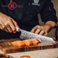 Grandsharp 55 Layers Copper Core Damascus Steel Kiritsuke  Knife with Solidified Wood Handle