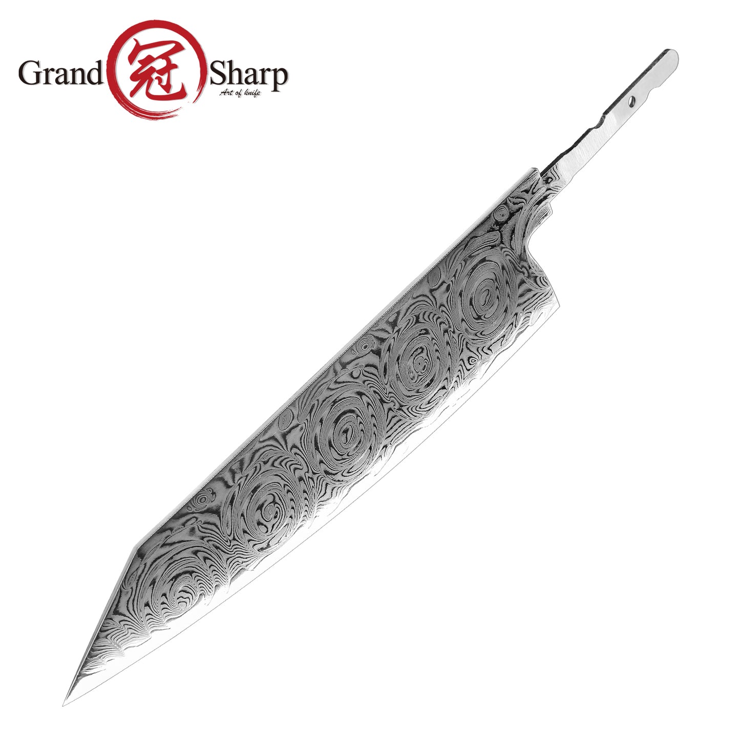 Grandsharp 67 Layers Damascus Steel DIY Hidden Tang Blade with Rose Pattern