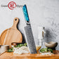 Grandsharp Damascus 7 Inch Nakiri Knife 129 Layers Japanese High Carbon Damascus Steel Nakiri Knives with Blue Resin Handle