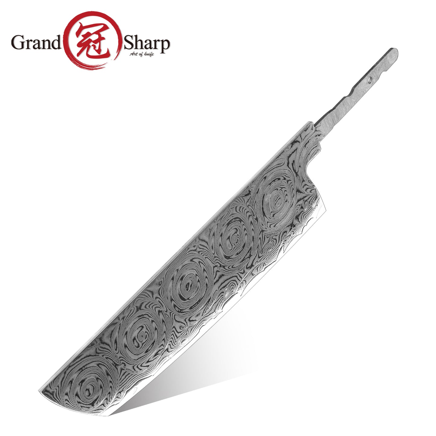 Grandsharp 67 Layers Damascus Steel DIY Hidden Tang Blade with Rose Pattern