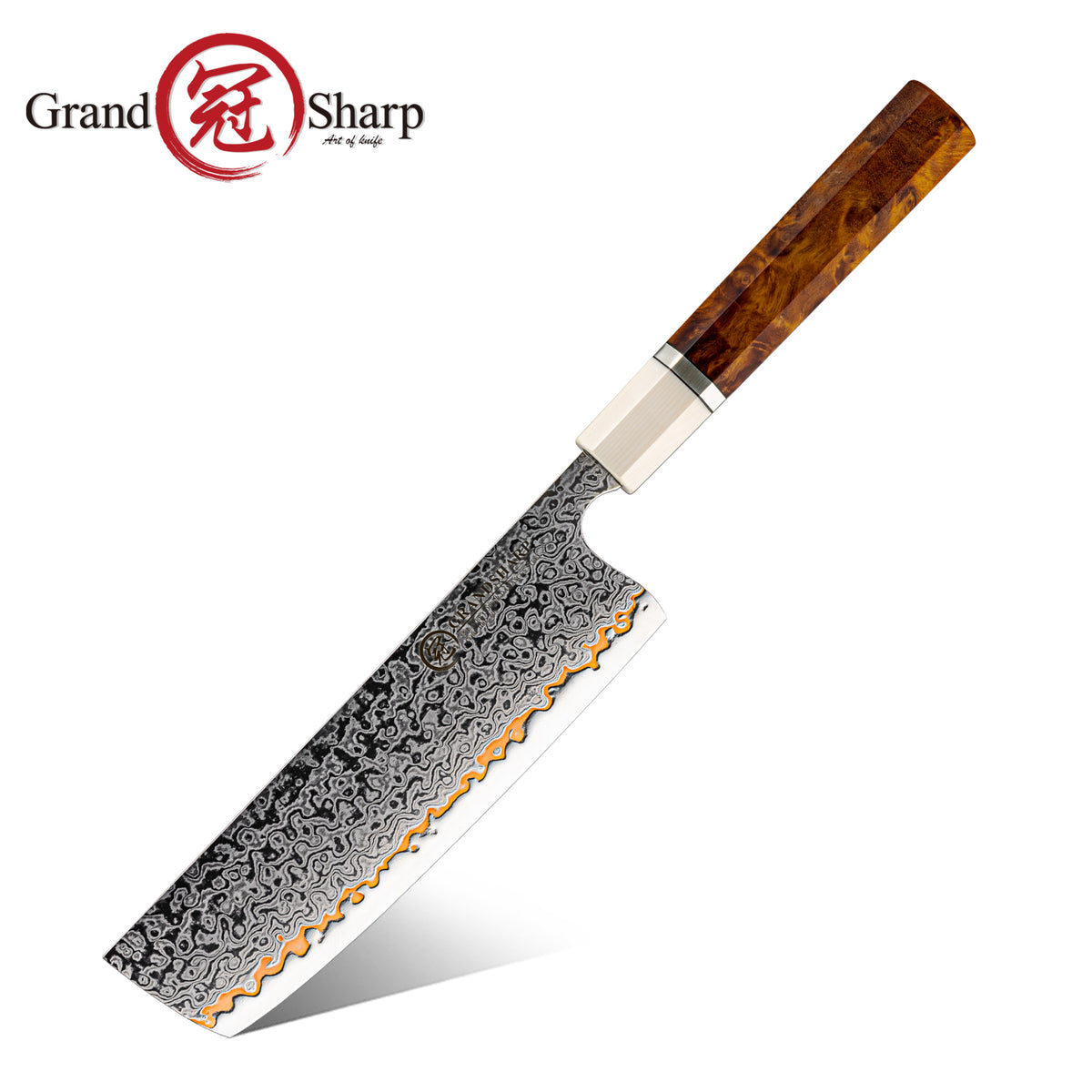 Grandsharp 55 Layers Copper Damascus Nakiri Knife