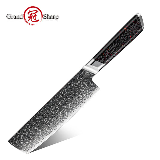 Grandsharp New 129 Layers 10Cr15CoMoV Damascus Nakiri Knife