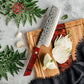 Grandsharp 7 Inch Nakiri Knife Kitchen Copper 55 Layers Carbon Steel Kitchen Nakiri Knife with Red Resin & Carbon Fiber Handle