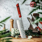 Grandsharp 7 Inch Nakiri Knife Kitchen Copper 55 Layers Carbon Steel Kitchen Nakiri Knife with Red Resin & Carbon Fiber Handle