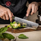 Grandsharp Japanese 129 Layers Damascus Steel 7 Inch Nakiri Knife Kitchen Damascus Nakiri Knives with Black Carbon Fiber Handle
