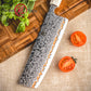 Grandsharp 7'' Nakiri Knife Japanese 55 Layers Copper damascus with Solidified Wood+Imitation Ivory Handle