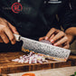 Grandsharp 7'' Nakiri Knife Japanese 55 Layers Copper damascus with Solidified Wood+Imitation Ivory Handle